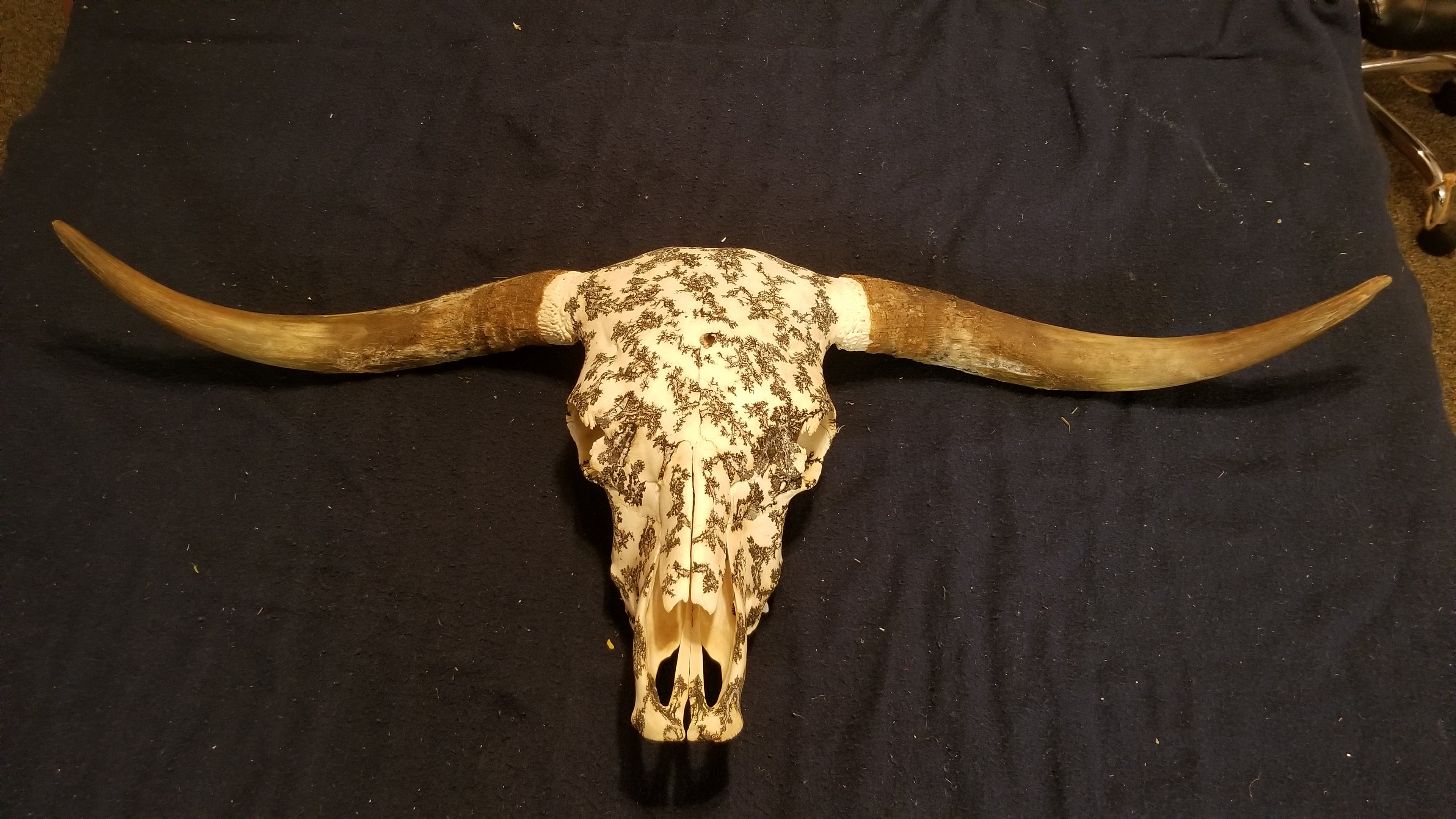 Fractal Burnt Highland Cow Skull – Lightning Pattern Wall Art