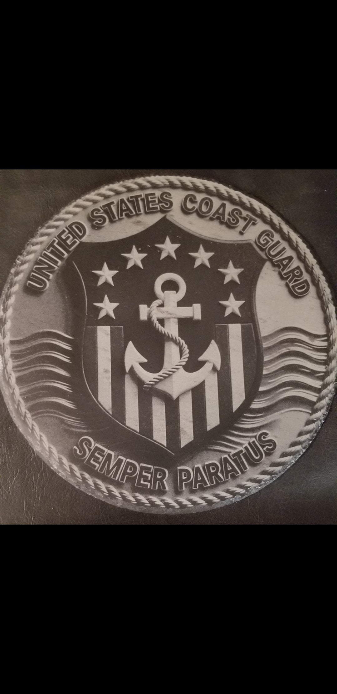 12" United States Coast Guard Slate Laser Engraving – “Semper Paratus”